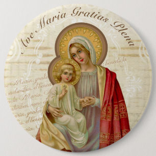Badge Rond 15,2 Cm Avenue Maria bénie par cru de Vierge Marie Jésus