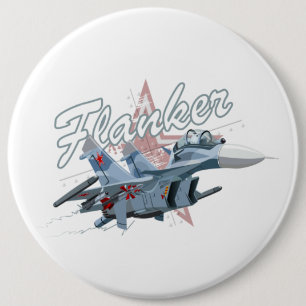 Badge Rond 15,2 Cm Avion de chasse caricaturale