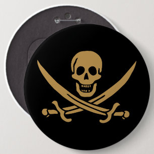 Badge Rond 15,2 Cm Aztec Gold Crâne et cutlass Pirate Calico Jack