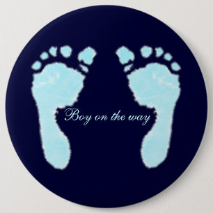 Badge Rond 15,2 Cm Baby Footprints (Boy)