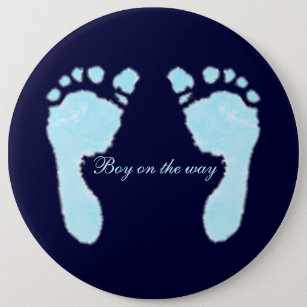 Badge Rond 15,2 Cm Baby Footprints (Boy)
