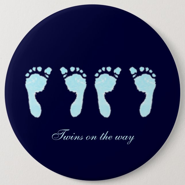 Badge Rond 15,2 Cm Baby Footprints (Boy Twins) (Devant)