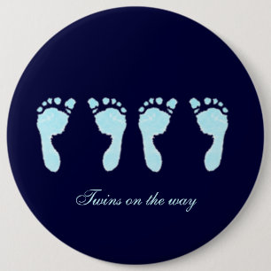 Badge Rond 15,2 Cm Baby Footprints (Boy Twins)