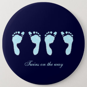 Badge Rond 15,2 Cm Baby Footprints (Boy Twins)