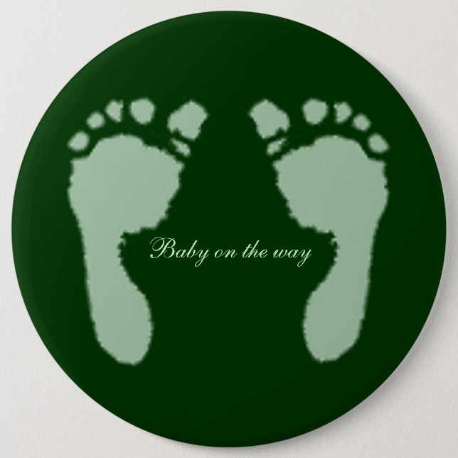 Badge Rond 15,2 Cm Baby Footprints (Green) (Devant)