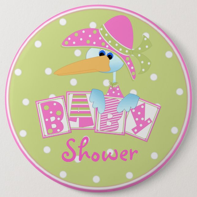 Badge Rond 15,2 Cm Baby shower @ Bouton (Devant)