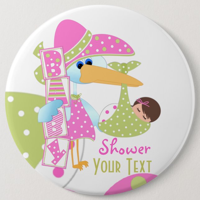Badge Rond 15,2 Cm Baby shower + bouton (Devant)