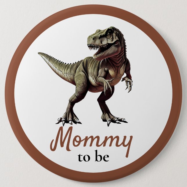 Badge Rond 15,2 Cm Baby shower mammy Dinosaur (Devant)