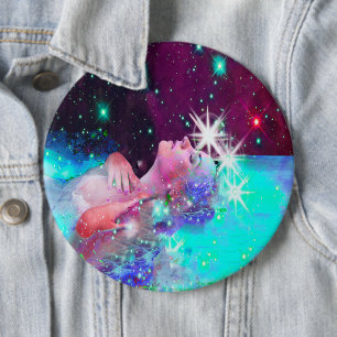 Badge Rond 15,2 Cm Baignade dans un bouton épingle de rêve cosmique
