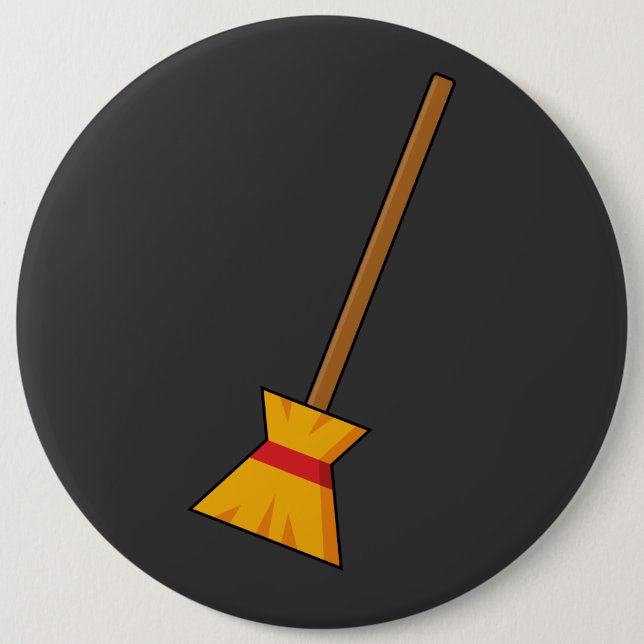 Badge Rond 15,2 Cm Balai de sorcière (Devant)