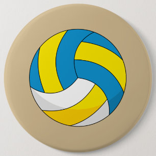 Badge Rond 15,2 Cm Balle de volley-ball de dessin animé