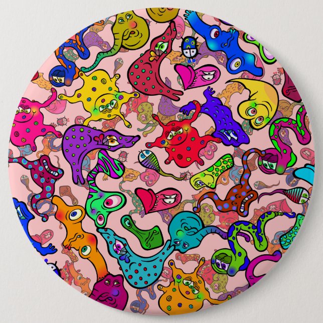 Badge Rond 15,2 Cm Bande dessinée biologique de griffonnage de (Devant)