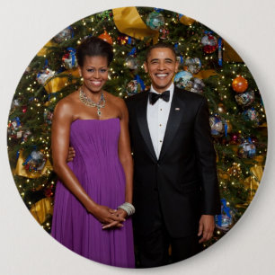 Badge Rond 15,2 Cm Barack Obama US President White House Christmas