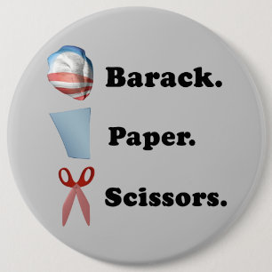 Badge Rond 15,2 Cm Barack. Papier. Ciseaux