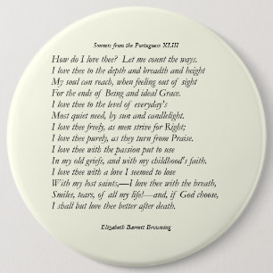 Badge Rond 15,2 Cm Barrett Browning - Sonnets du Portugais 43