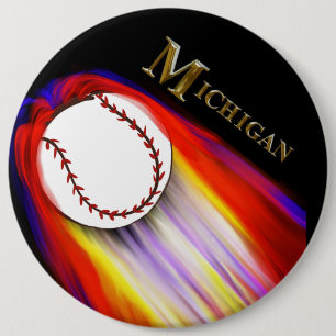 BADGE ROND 15,2 CM BASEBALL MICHIGAN