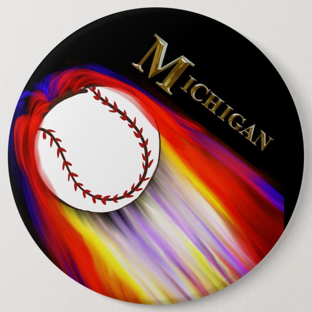 BADGE ROND 15,2 CM BASEBALL MICHIGAN (Devant)