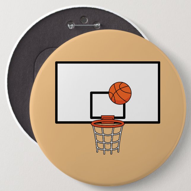 Badge Rond 15,2 Cm Basket-ball (Devant & derrière)