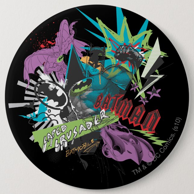 Badge Rond 15,2 Cm Batman Caped Crusader Neon Collage (Devant)