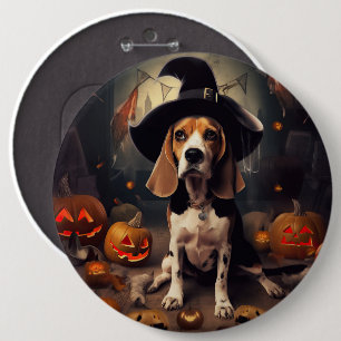 Badge Rond 15,2 Cm Beagle Citrouille Halloween effroi