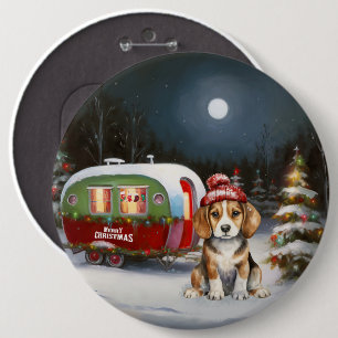 Badge Rond 15,2 Cm Beagle d'hiver Caravan Christmas Adventure