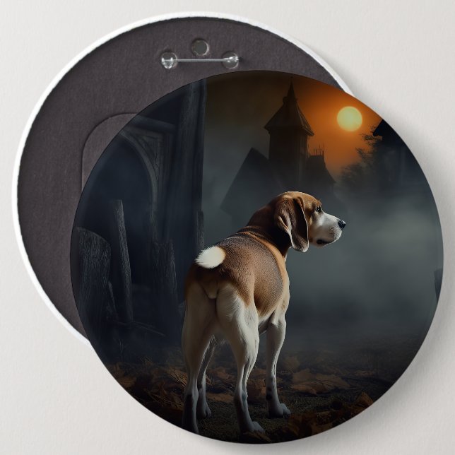 Badge Rond 15,2 Cm Beagle Halloween effrayant (Devant & derrière)