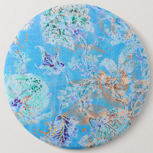 Badge Rond 15,2 Cm Beau bleu pastel floral