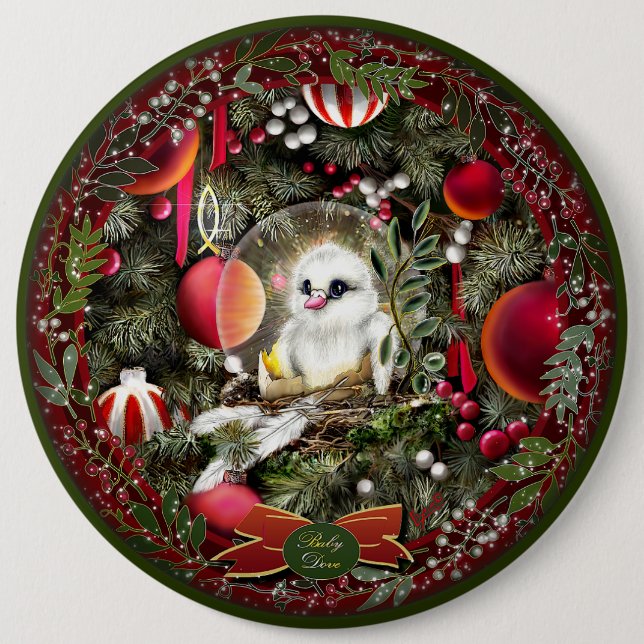Badge Rond 15,2 Cm Bébé Colombe (Devant)