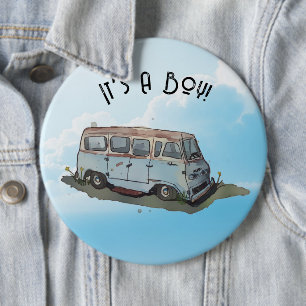 Badge Rond 15,2 Cm Bébé Shower pour un garçon, camion
