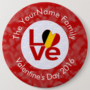 Badge Rond 15,2 Cm Belgian Flag Red Letters LOVE White on Red