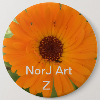 Badge Rond 15,2 Cm Belle conception orange de bouton ON de fleur de