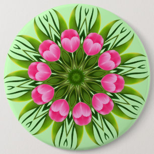Badge Rond 15,2 Cm Belle Fleur Mandala Design