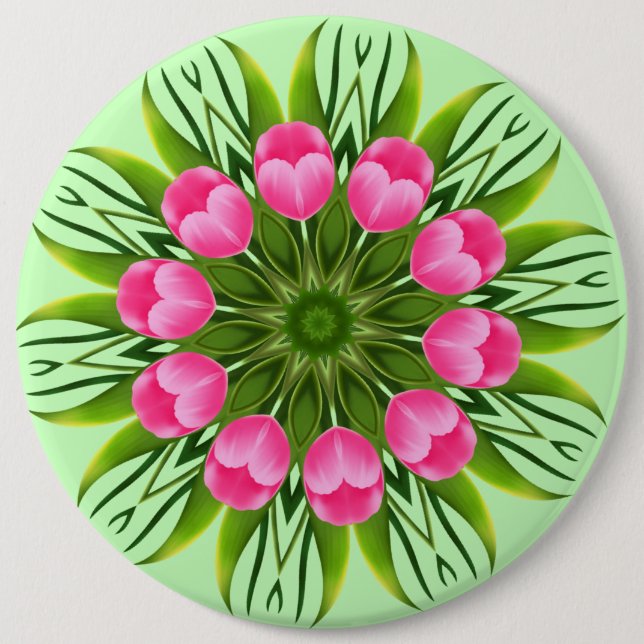 Badge Rond 15,2 Cm Belle Fleur Mandala Design (Devant)