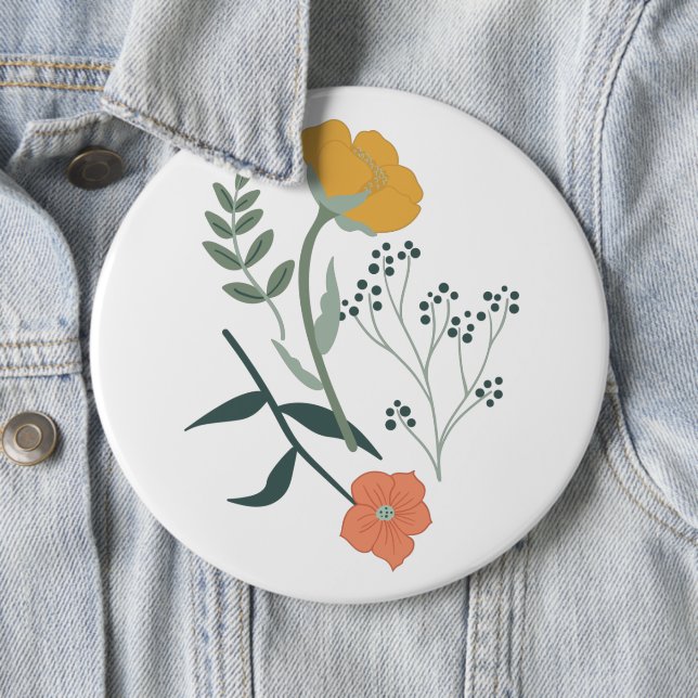 Badge Rond 15,2 Cm Belle flore botanique (En situation)