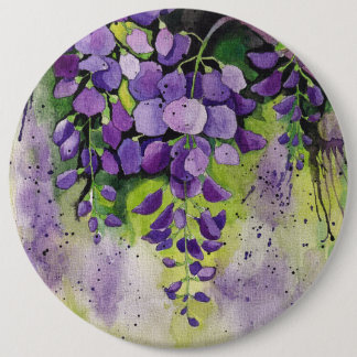 Badge Rond 15,2 Cm Belles Fleurs De Wisteria En Aquarelle