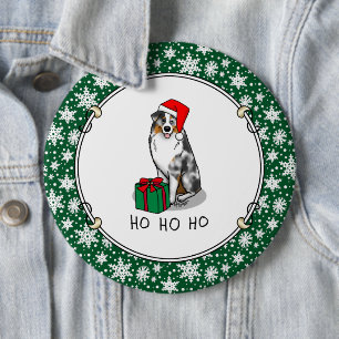 Badge Rond 15,2 Cm Berger australien de Noël (bleu merle tan/w 1)