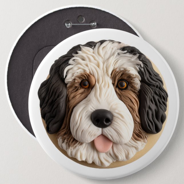 Badge Rond 15,2 Cm Bernedoodle Chien 3D inspiré (Devant & derrière)