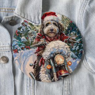Badge Rond 15,2 Cm Bernedoodle Chien équitation Moto Noël