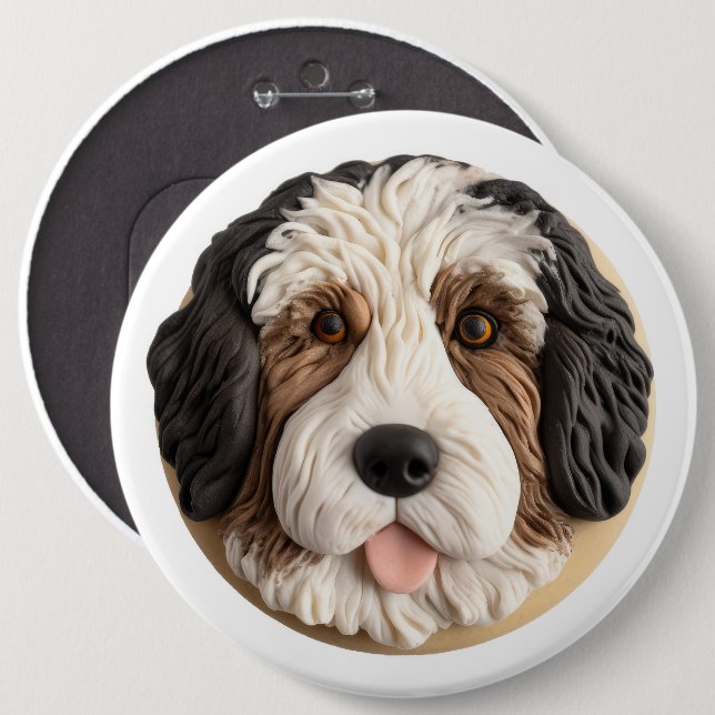 Badge Rond 15,2 Cm Bernedoodle Chien Inspiré 3D (Devant & derrière)