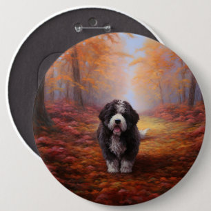 Badge Rond 15,2 Cm Bernedoodle en automne Leaves automne Inspire