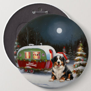 Badge Rond 15,2 Cm Bernese Mountain Caravan Christmas Adventure