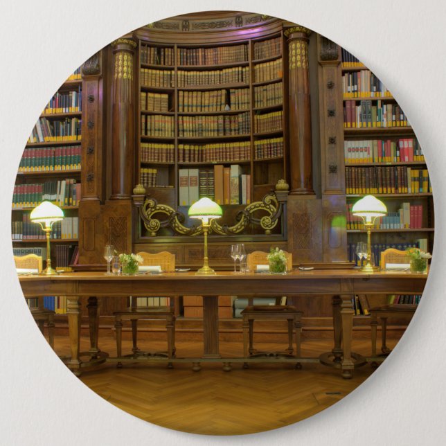 Badge Rond 15,2 Cm Bibliothèque historique antique (Devant)