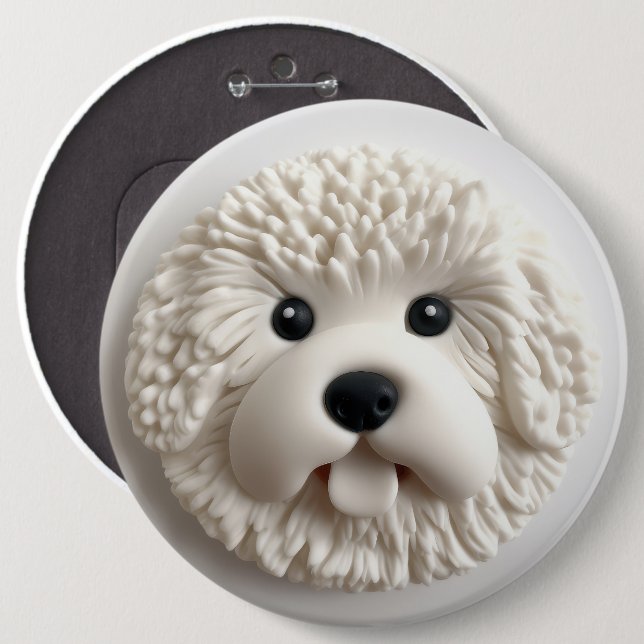 Badge Rond 15,2 Cm Bichon Frise Dog 3D inspiré (Devant & derrière)
