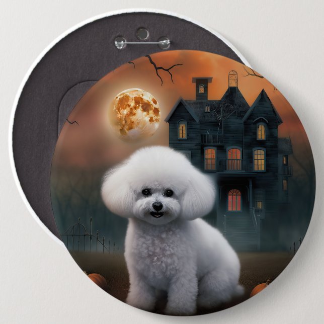 Badge Rond 15,2 Cm Bichon frisé Halloween Épouvantable (Devant & derrière)