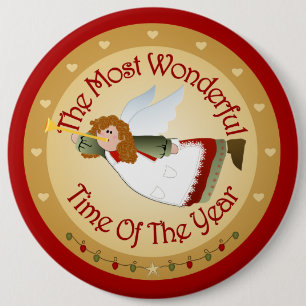 Badge Rond 15,2 Cm Big Button Christmas Angel