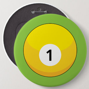 Badge Rond 15,2 Cm Billard jaune numéro un