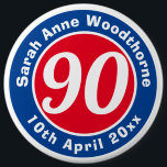 Badge Rond 15,2 Cm Birthday Commemoration with Name, Age, & Date<br><div class="desc">Commemorate a significant birthday with a badge which is decorated with the name of the recipient,  as well as their age,  and date of birth.</div>