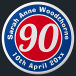 Badge Rond 15,2 Cm Birthday Commemoration with Name, Age, & Date<br><div class="desc">Commemorate a significant birthday with a badge which is decorated with the name of the recipient,  as well as their age,  and date of birth.</div>