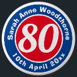 Badge Rond 15,2 Cm Birthday Commemoration with Name, Age, & Date<br><div class="desc">Commemorate a significant birthday with a badge which is decorated with the name of the recipient,  as well as their age,  and date of birth.</div>