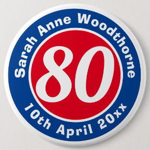 Badge Rond 15,2 Cm Birthday Commemoration with Name, Age, & Date